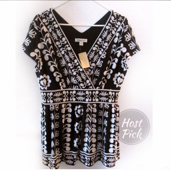Coldwater Creek Tops - Coldwater Creek Top - Black White NWT 16